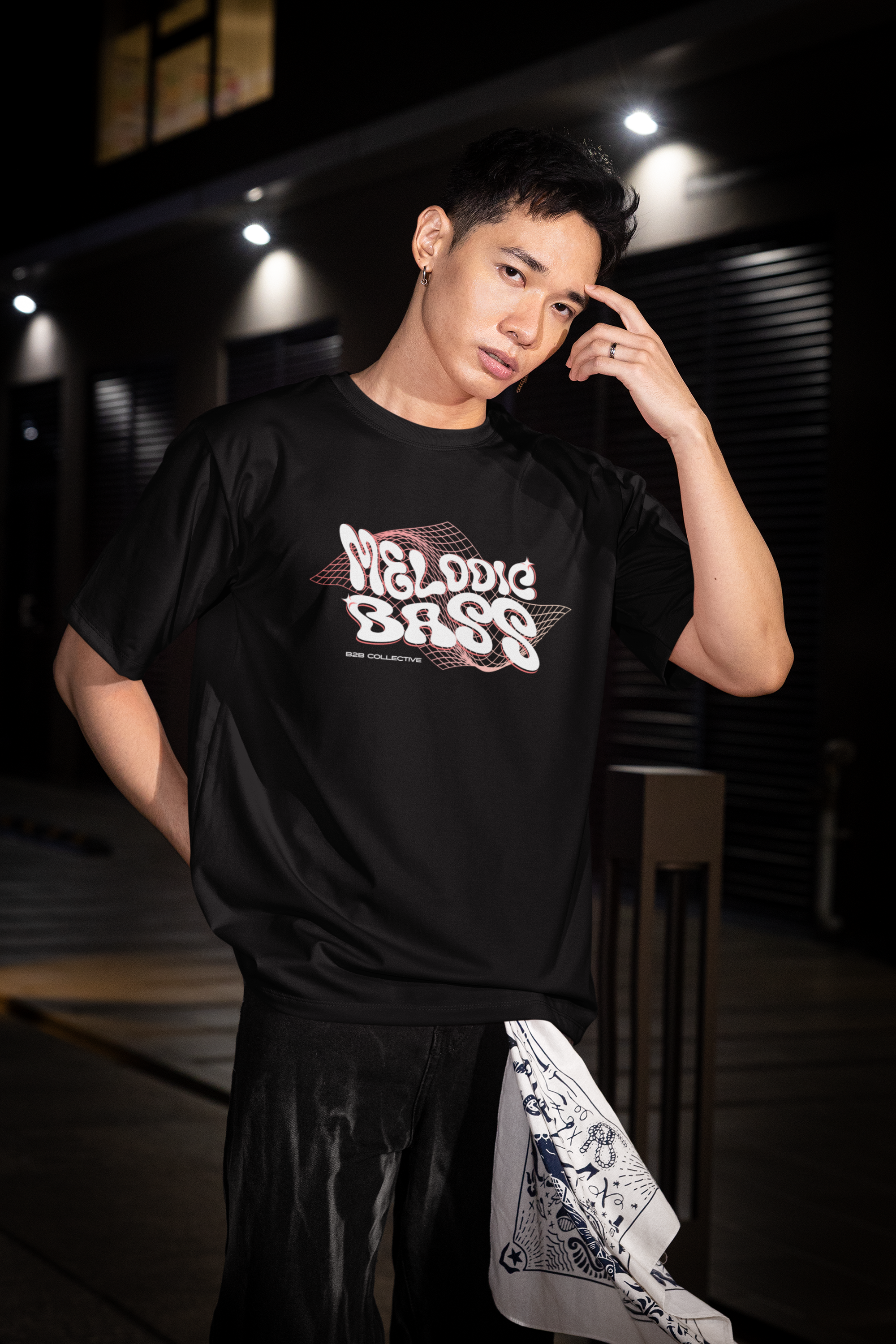 Melodic Bass (Salmon) - Drop Shoulder Tee